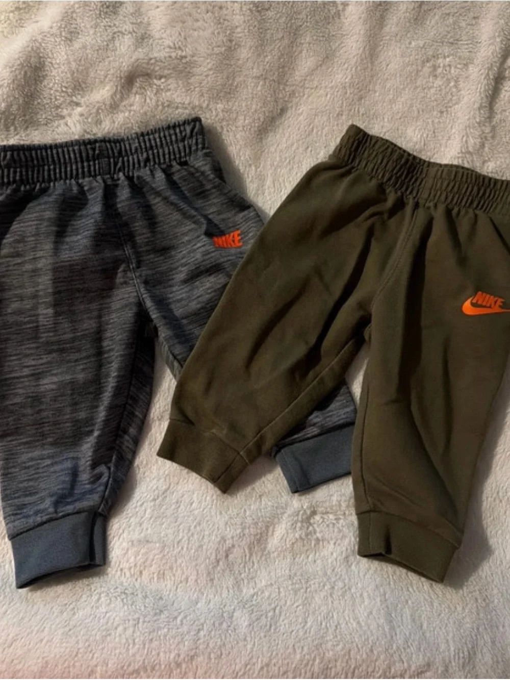 Nike Kids Joggers - Olive & Heather Gray with Orange Logo